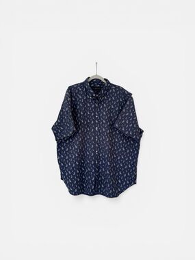 Ralph Lauren Navy Button-Down Shirt with White Sailboat Print